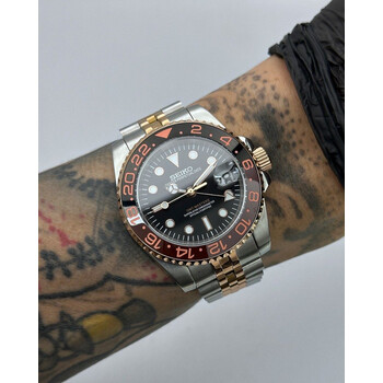 Custom Seiko Mod • Rose Gold Steel Automatic GMT Master 2 • 40mm
